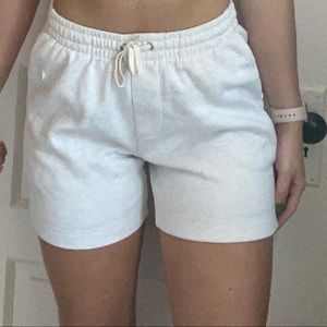 grey/white sweat shorts